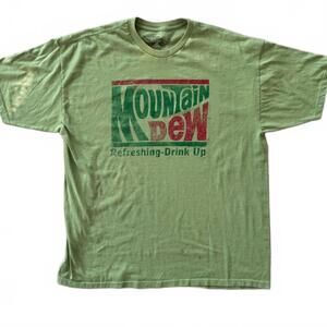 Mountain Dew T-Shirt Men's XXL Green Graphic READ NOTES  Drink Savvy Retro Soda
